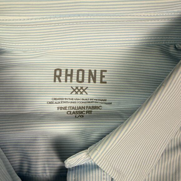 Rhone Shirt Mens L Blue Classic Fit Commuter Button Performance Italian Fabric - Picture 5 of 12